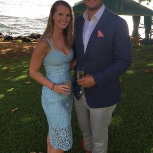 Lulu’s Light Blue Lace Overlay Dress